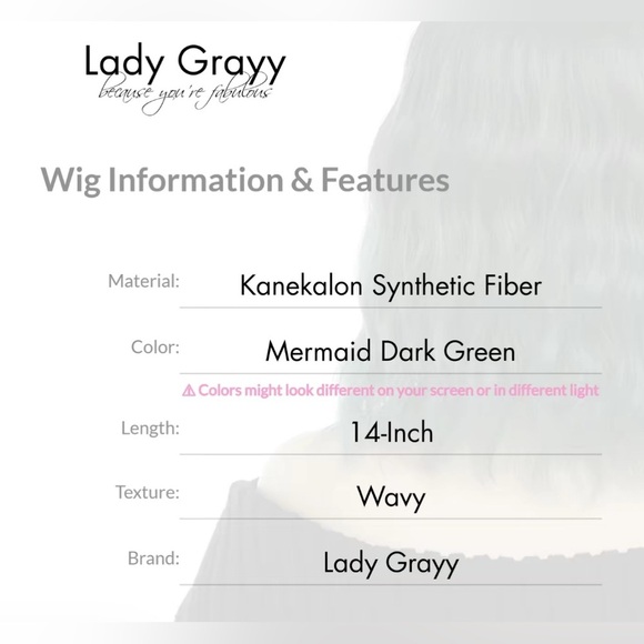 Emerald Green Wavy Hair Synthetic Wig - Picture 4 of 4